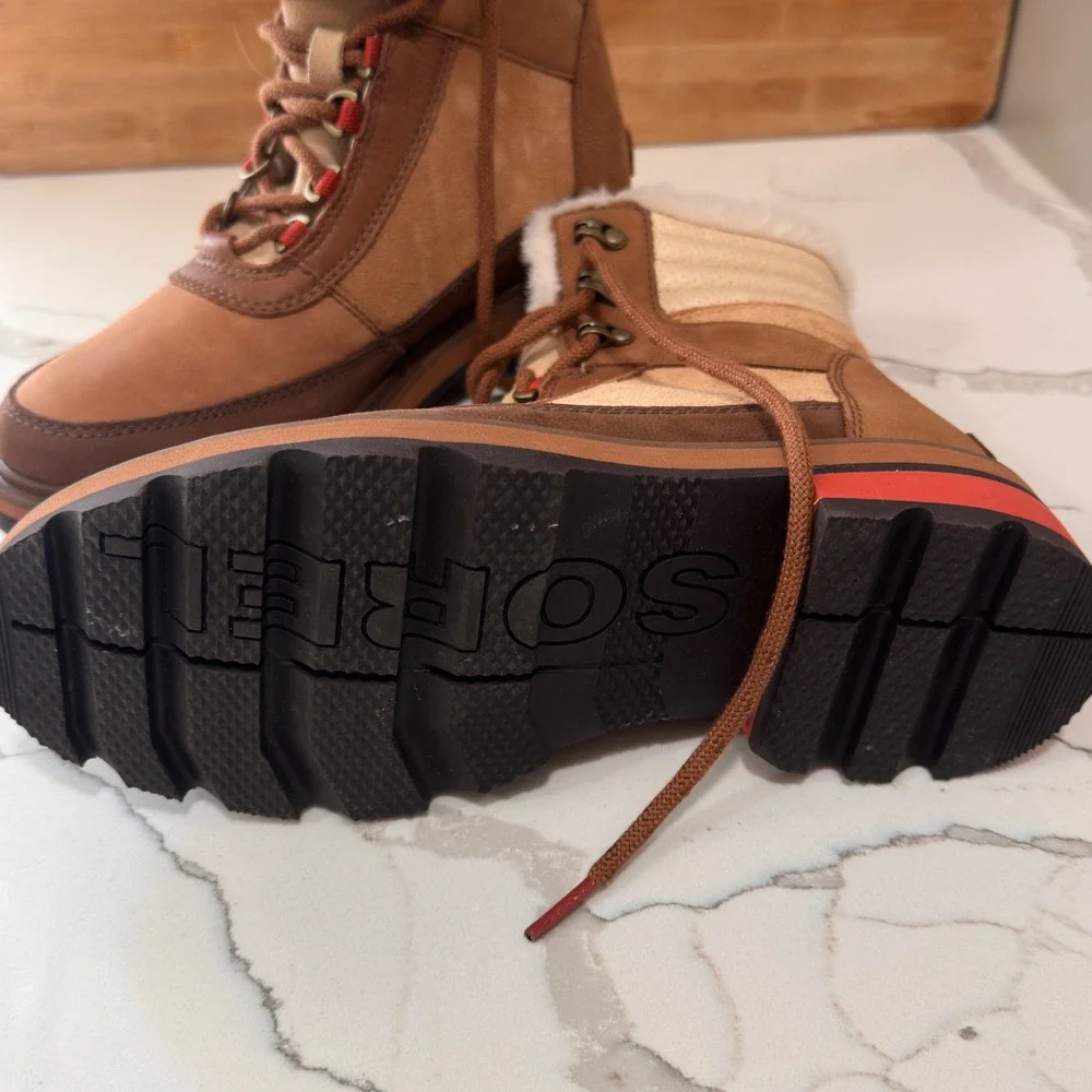 Sorel Lennox Hiker STLT Womens 8 Tawny Buff Waterproof Faux Fur NL4842-242